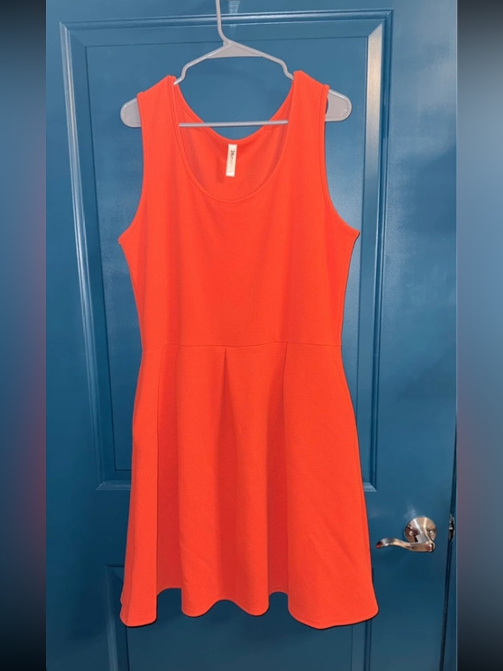24Seven Sleeveless Orange Fit-and-Flare Dress with Pockets Size 1X